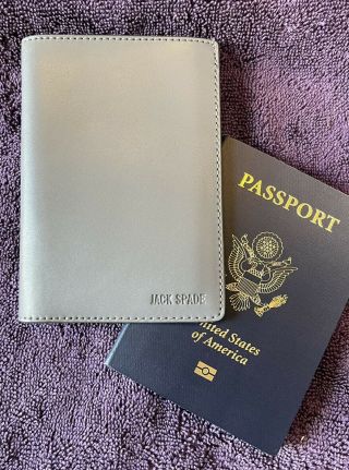 Jack Spade Passport Holder/wallet Grey Leather Unique & Rare