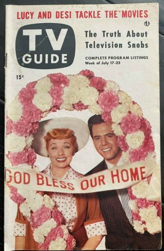 Vintage I Love Lucy Lucille Ball Desi Arnaz Tv Guide Rare God Bless Our Home