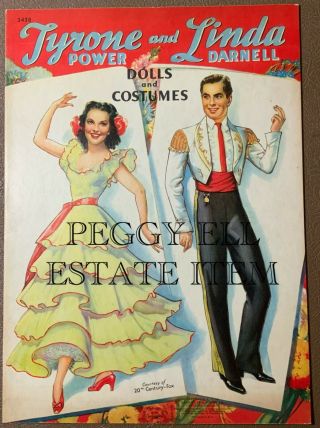 1941 Rare " Tyrone Power And Linda Darnell Dolls & Costumes " By Merrill 3438
