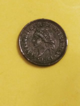 1861 Confederate States Of America 1/10 Coin " Rare "