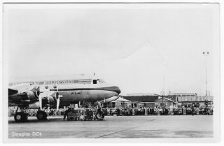 Postcard Klm Royal Dutch Airlines Douglas Dc4 Airport Aviation Airline Airways