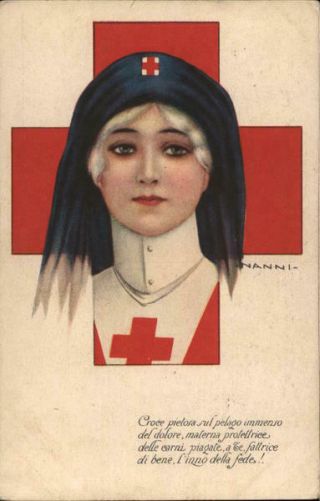 Giovanni Nanni Portrait Of Red Cross Nurse On Red Cross.  Croce Pielora Sul Pelag