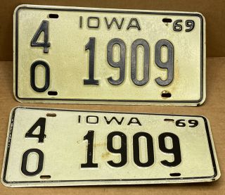 Rare•1969• (iowa) Hamilton County•40 1909 •license Plate•vintage•