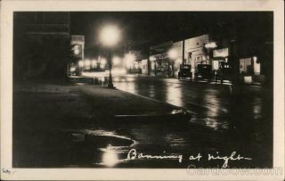 Rppc City Of Banning At Night,  Ca Riverside County California Real Photo Postcard