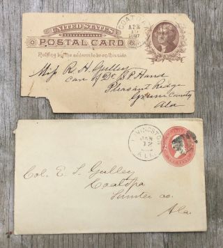 Civil War Confederate Col E L Gulley Signed Gov Postal Card 1887 To His Daughter