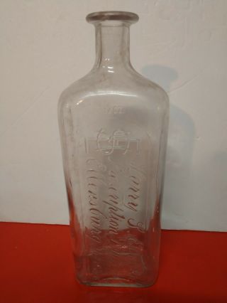 Harry L.  Elwood Prescription Druggist Large Glass Bottle 32 Oz.  Rare Size