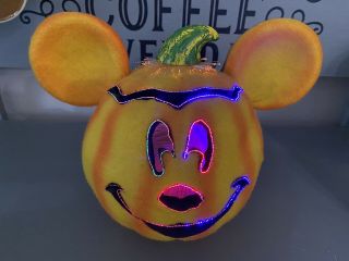 Rare Mickey Mouse Walt Disney Store Halloween Fiber Optic Pumpkin Jack O Lantern