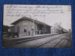 Marengo Ia/railroad Depot - Steam Locomotive Passenger Train/sepia Rppc/1907