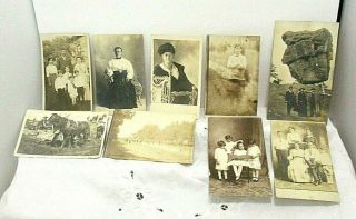 10 Antique Rppcs Real Photo Postcards Men Women Children Families Hilton & More