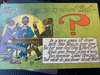 Black 1908 What Do You Know About That ? Card Games Antique Postcard 1c Stamp