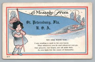 " We Are W You " St.  Petersburg Florida Wwi Rare Antique Soldier Message 1910s