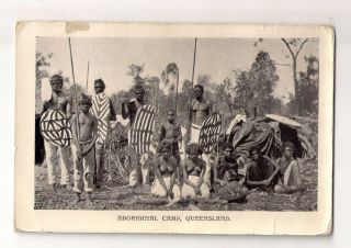 Ak Postcard - Australia - Aboriginal Camp Queensland (a8)