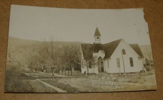 C1910 Methodist Church Fort Benton Montana Rppc Mt Town View