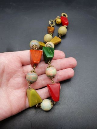 Vintage 1930s Very Rare Tube Rod Bead Galalith And Bakelite Necklace