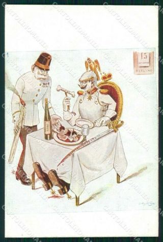 Wwi Ww1 Italian Propaganda Patriotic War Humor Anti Kaiser Cartolina Xf8824