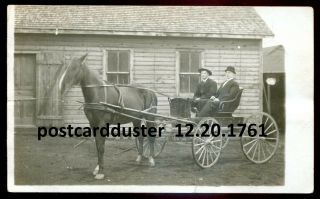1761 - Inscr Copper Cliff Ont 1910s Finnish Immigrants Horse Buggy.  Real Photo Pc