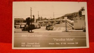 Los Angeles,  Calif.  " Paradise Motel & Texaco Gas Station " Route 66,  Sunset Blvd.