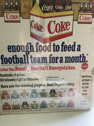 Rare 1960’s Coca - Cola Coke Nfl Paper Advertising Store Display Sign Poster