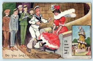 12 Postcards Comic Humour Seaside Harem Skirt Donkey Helter Skelter Artist Sign
