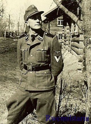 Rare German Elite Waffen Rottenführer Posed By Village; Russia 1943