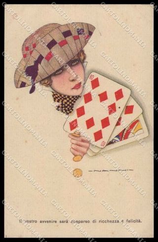 Artist Signed Nanni Glamour Fashion Lady Playing Cards Serie 337 - 1 Pc Zg3715
