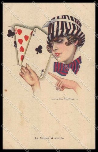 Artist Signed Nanni Glamour Fashion Lady Playing Cards Serie 337 - 4 Pc Zg3712