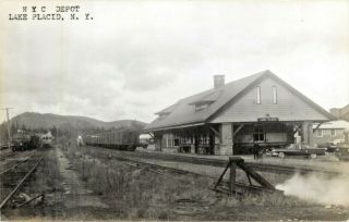 A View Of The York Central Depot,  Lake Placid,  York Ny Rppc