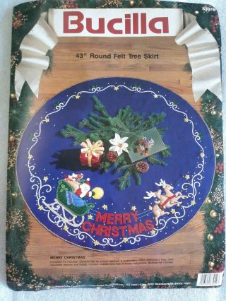 Bucilla Merry Christmas Jeweled Tree Skirt Kit 83019 Santa Sleigh Rare Was $275
