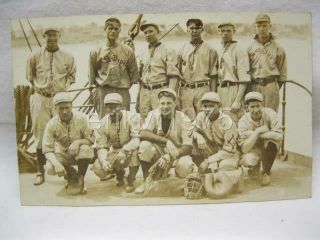 Baseball Team Of Us Navy Ship Uss Jupiter Ca.  1916 Photo Post Card Rppc