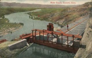 1910 Emmett,  Id Water Supply Gem County Idaho Stevens Studio Postcard 1c Stamp