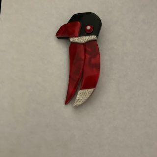 Rare,  Vintage Lea Stein Red Bird Pin/brooch
