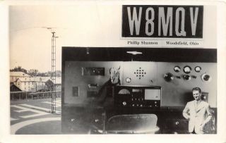 D17/ Woodsfield Ohio Postcard Rppc C40s Phillip Shannon Amatuer Radio Qsl Card