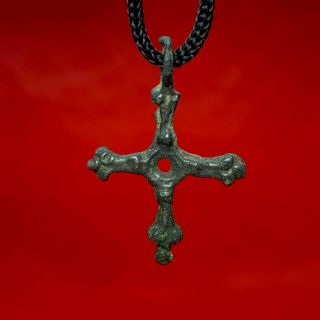 Rare Ancient Bronze Cross Pendant Viking Age 9 - 11 Century Kievan Rus