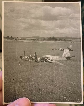 Wwii Downed German Fighter Planes In Field Rppc Photo Postcard