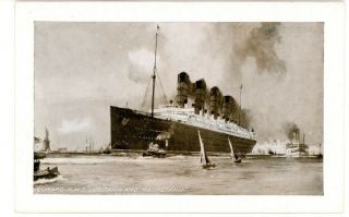 Cunard Ocean Liner - Rms Lusitania & Mauretania In York City - Postcard R.  M.  S