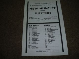 Rare Vintage 1st Match Programme Hunslet V Huyton 26th August 1973