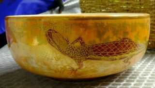 Rare Vintage Crown Devon Lustre Lizard Decorated Bowl