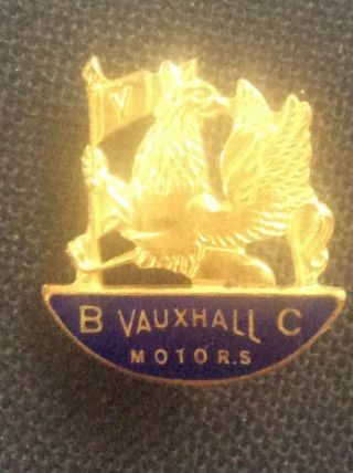 Rare Vintage Enamel Brass Pin Car Badge Advertising Vauxhall Motors Bc By Miller