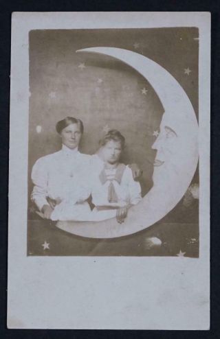 Paper Moon Mother & Daughter Early 1900s Real Photo Post Card 1 - 78