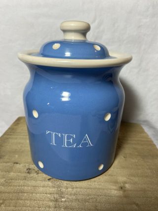 Cornishware Domino Blue Tea Jar T G Green,  Church Gresley,  C2004 Rare