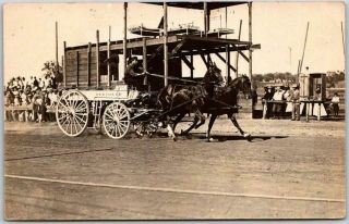1910 Manning,  Iowa Rppc Photo Postcard Red Oak Fire Dept.  Horse Wagon Fair Scene