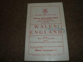 Rare Wales V England Amateur International @ Portmadoc 18th November 1967