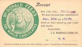 Advertising Postcard J.  G.  Mcdonald Candy Company In Salt Lake City,  Utah 126840