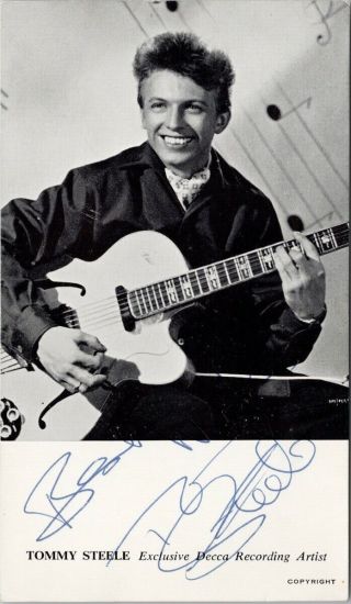 Tommy Steele Musician Autograph Decca Records Promotional Postcard G54
