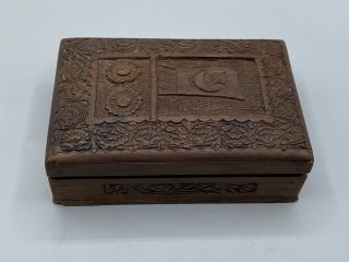 Rare Ww1 Turkish Ottoman Empire Prisoner Of War Pow Hand Carved Wooden Box
