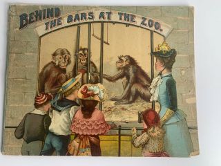 1880 Behind The Bars At The Zoo Die Cut Childerns Book Raphael Tuck 603 Rare
