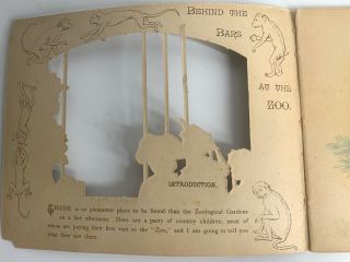 1880 Behind The Bars At The Zoo Die Cut Childerns Book Raphael Tuck 603 Rare 2