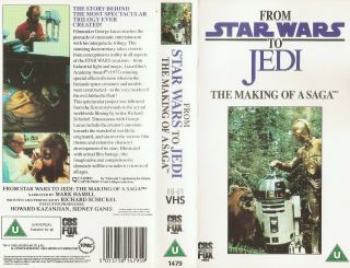 From Star Wars To Jedi - The Making Of A Saga - 1993 Cbs / Fox Video - Vhs Rare