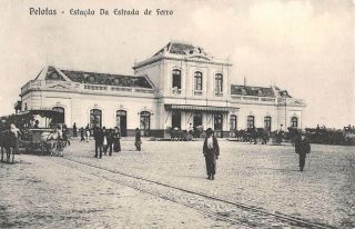 Pelotas,  Brazil Horse Drawn Trolley At Railroad Station,  People 1907 - 20