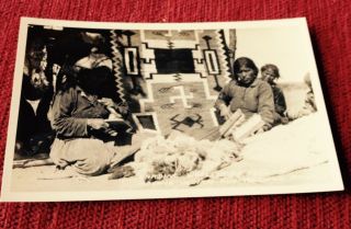 Estate Navajo Indiana Carding Wool For Rug Arizona B & W Postcard